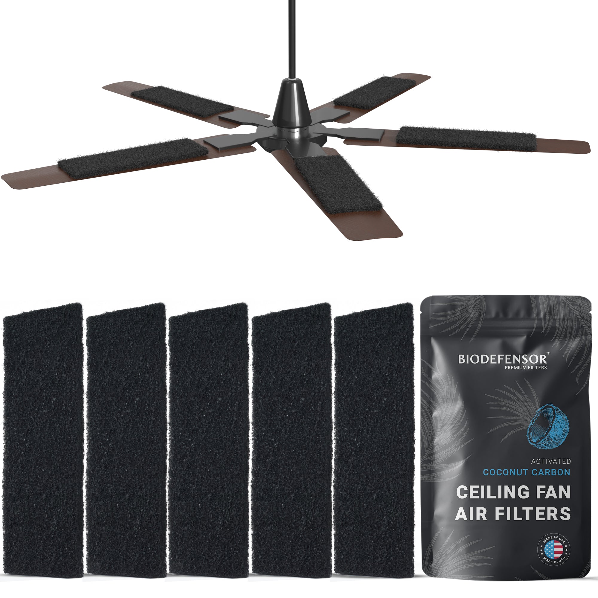 Biodefensor Ceiling Fan Filters, Premium Granular Activated Coconut Sh ...