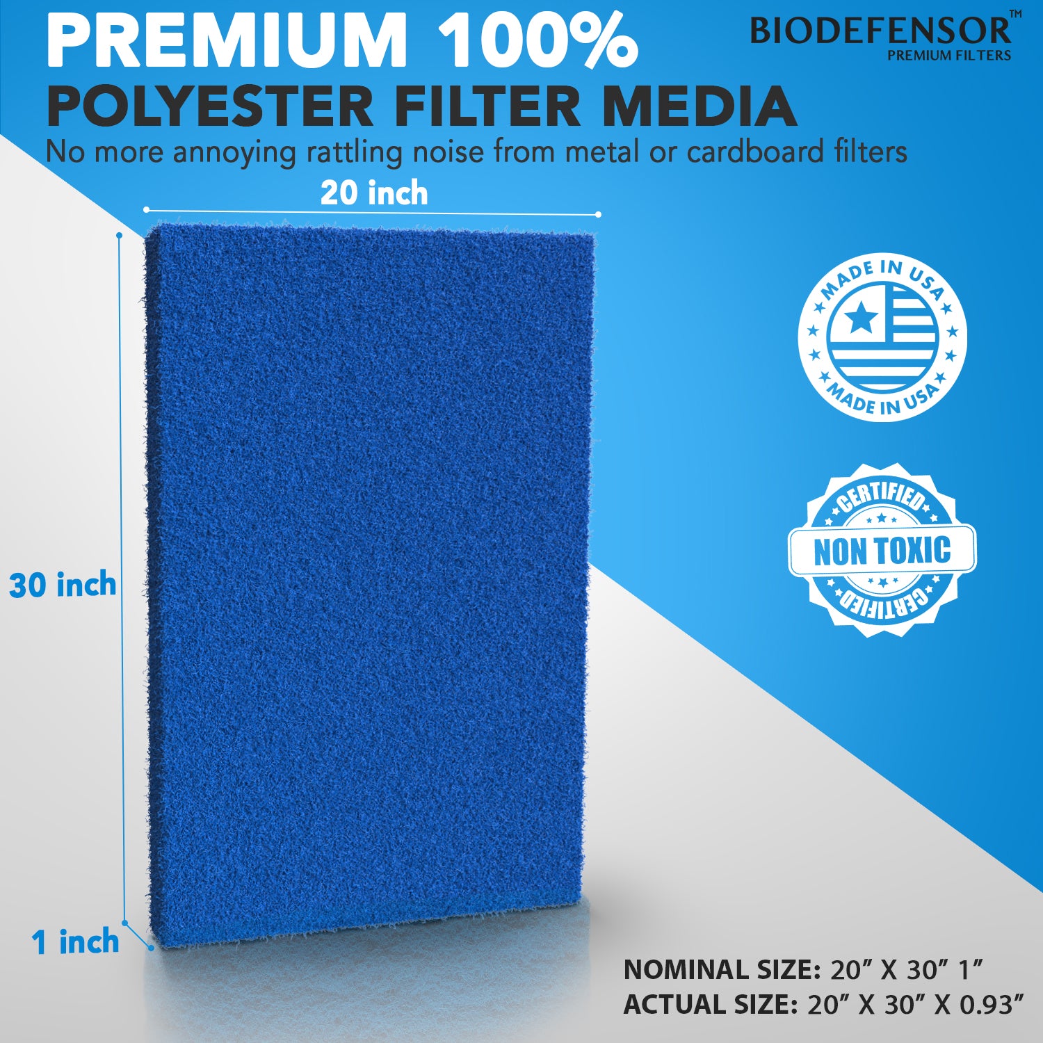Biodefensor Washable Reusable HVAC AC Furnace Filter - MERV 6 - 20x30x1 Cut to Fit Material