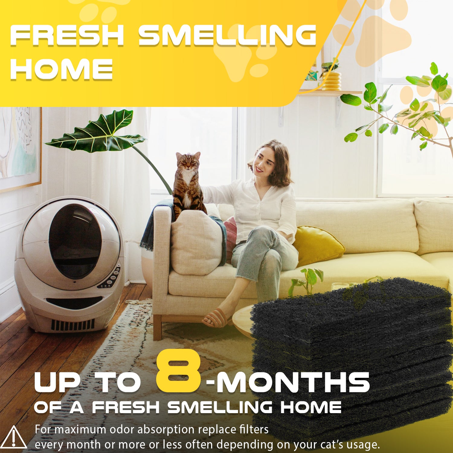 Biodefensor Carbon Filters Compatible with Litter Robot 3 Absorbs Odors and Controls Moisture, 8 Pack