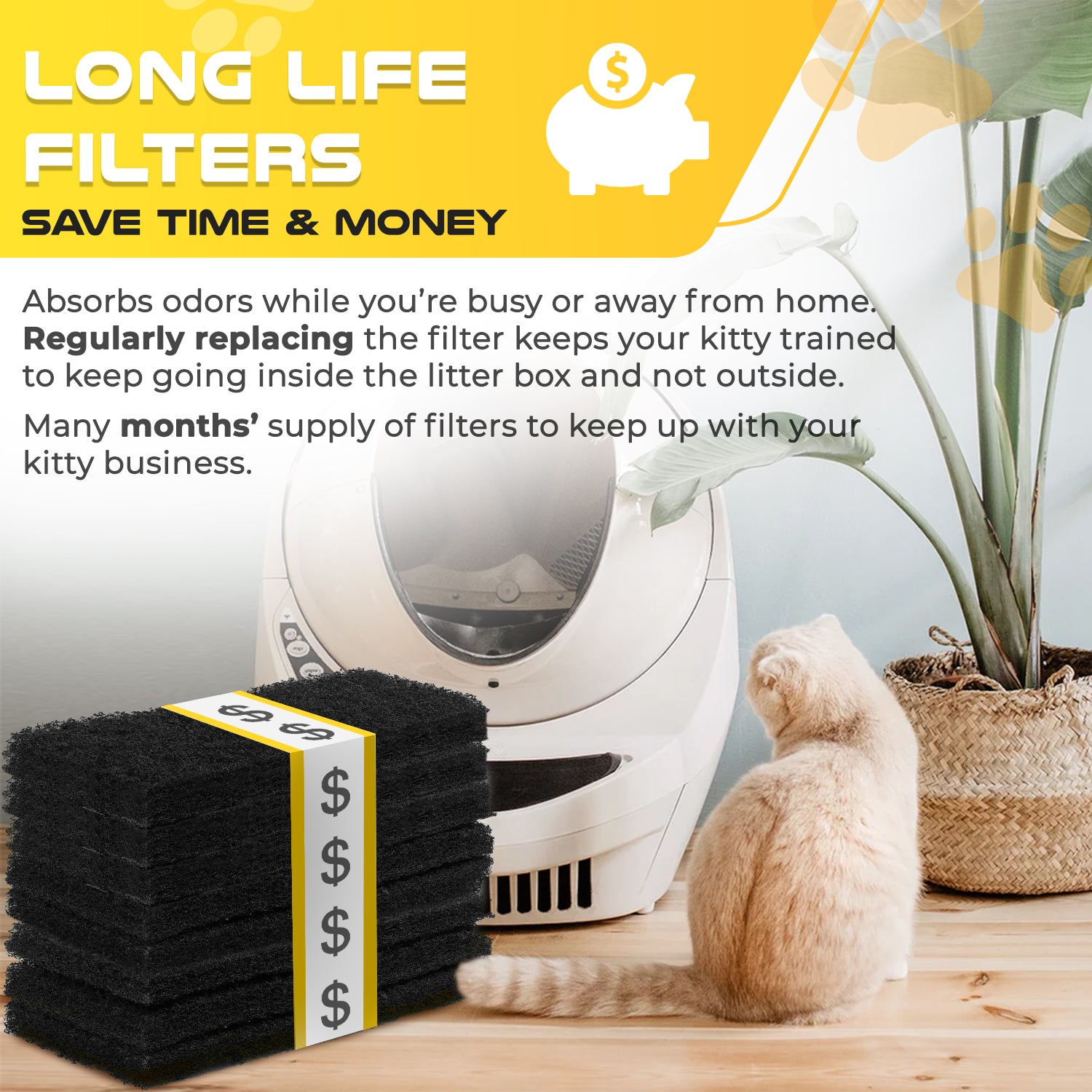 Biodefensor Carbon Filters Compatible with Litter Robot 3 Absorbs Odors and Controls Moisture, 8 Pack